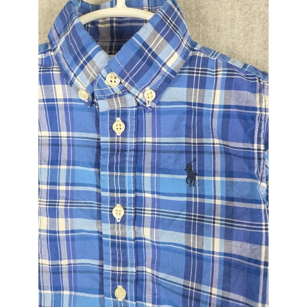 Ralph Lauren Toddler 18 Months Classic Oxford Shirt Blue Plaid Preppy‎ Pony Logo